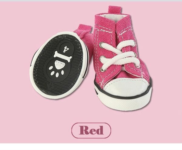 Pink-and-white-dog-sneakers-with-white-laces