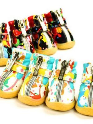 Colorful Painted Graphics Dog Boots