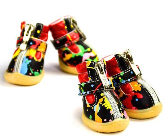 Colorful Painted Graphics Dog Boots