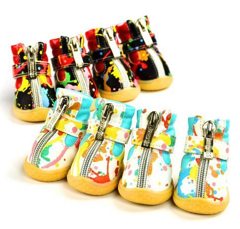 Colorful Painted Graphics Dog Boots