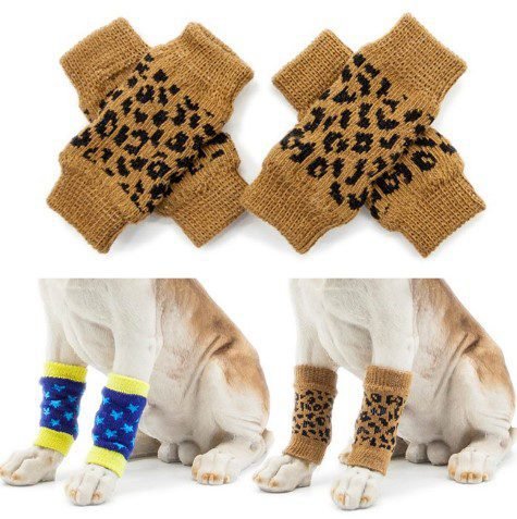 Leopard Print and Blue and yellow dog leg warmers