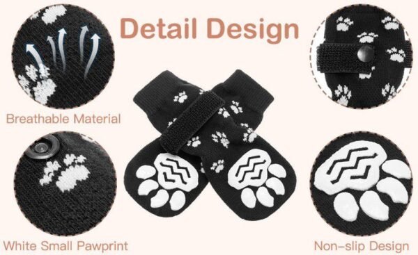 black and white paw print dog socks