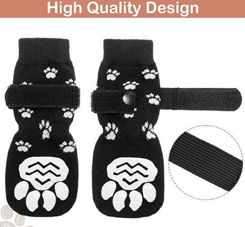 black and white paw print dog socks