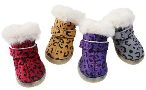 leopard print dog boots