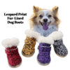 leopard print fur-lined dog boots