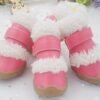 pink and white fur lined dog boots