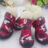 red black and white camouflage dog boots