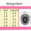 Colorful boots sizing chart