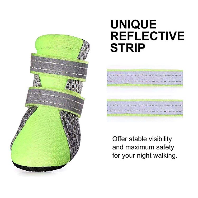 Breathable Pet Dog Shoes Waterproof Outdoor Walking Net Soft Summer Pet Shoes Night Safe Reflective Boots for Small Medium Dogs