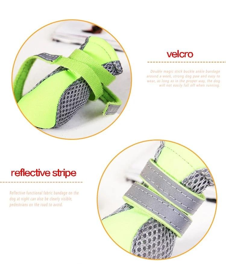 Breathable Pet Dog Shoes Waterproof Outdoor Walking Net Soft Summer Pet Shoes Night Safe Reflective Boots for Small Medium Dogs